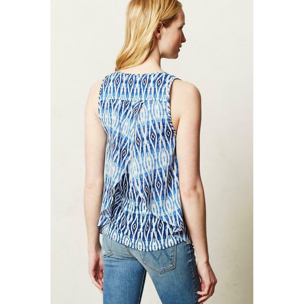 Anthropologie Meadow Rue Merlon Blue Ikat Tank XS